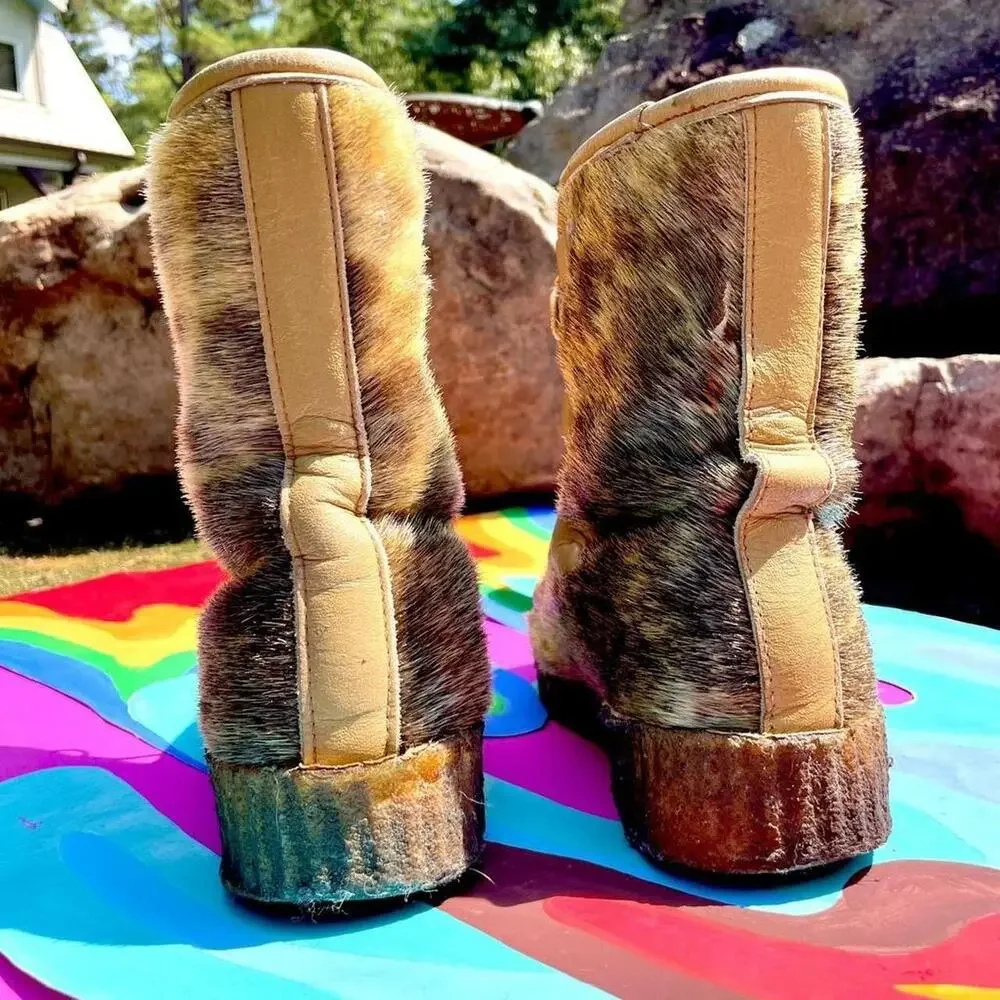 60s eskimo seal fur kamiks boots mens 6 women's 8.5